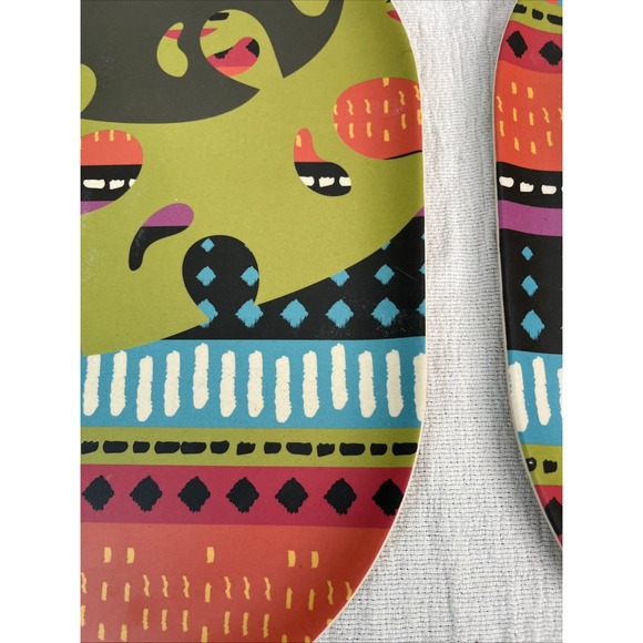 2- African‎ Ethnic Matte Melamine Oval Serving Platters Tribal 15x10.5" Picnic - Picture 6 of 13
